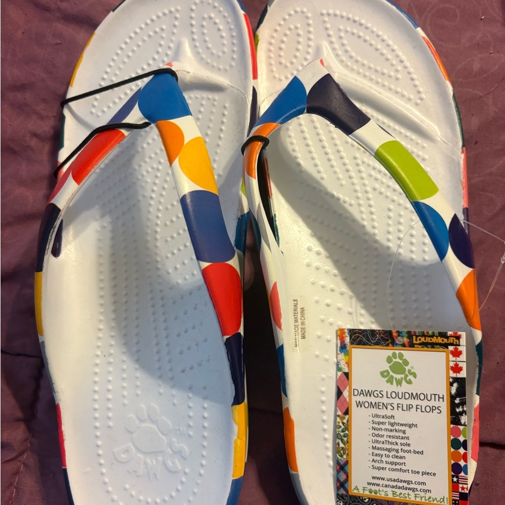 Dawgs colorful flip flops